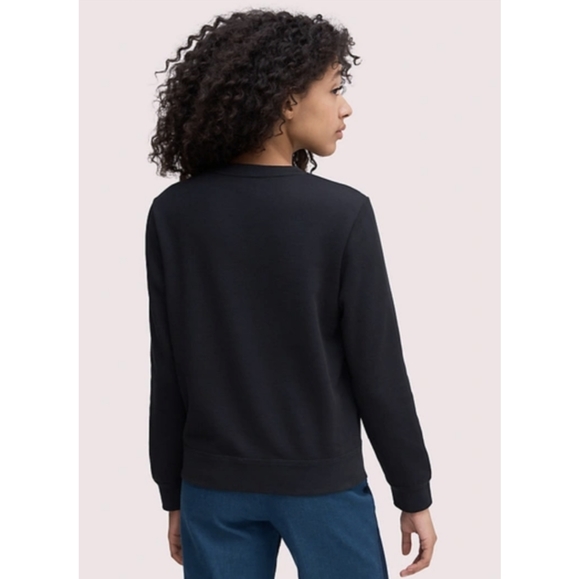 KATE SPADE Navy Blue Crew Neck Sweatshirt Size XS Letterman Patch Graphics - Picture 10 of 11
